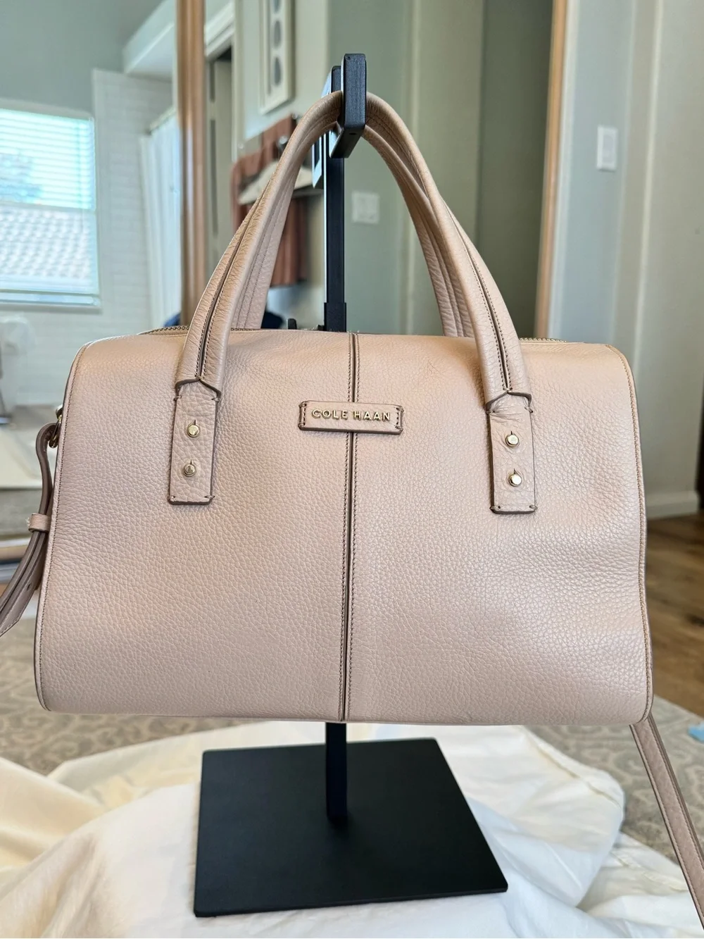 Cole Haan Blush Peachy Pink Pebbled Leather Satchel